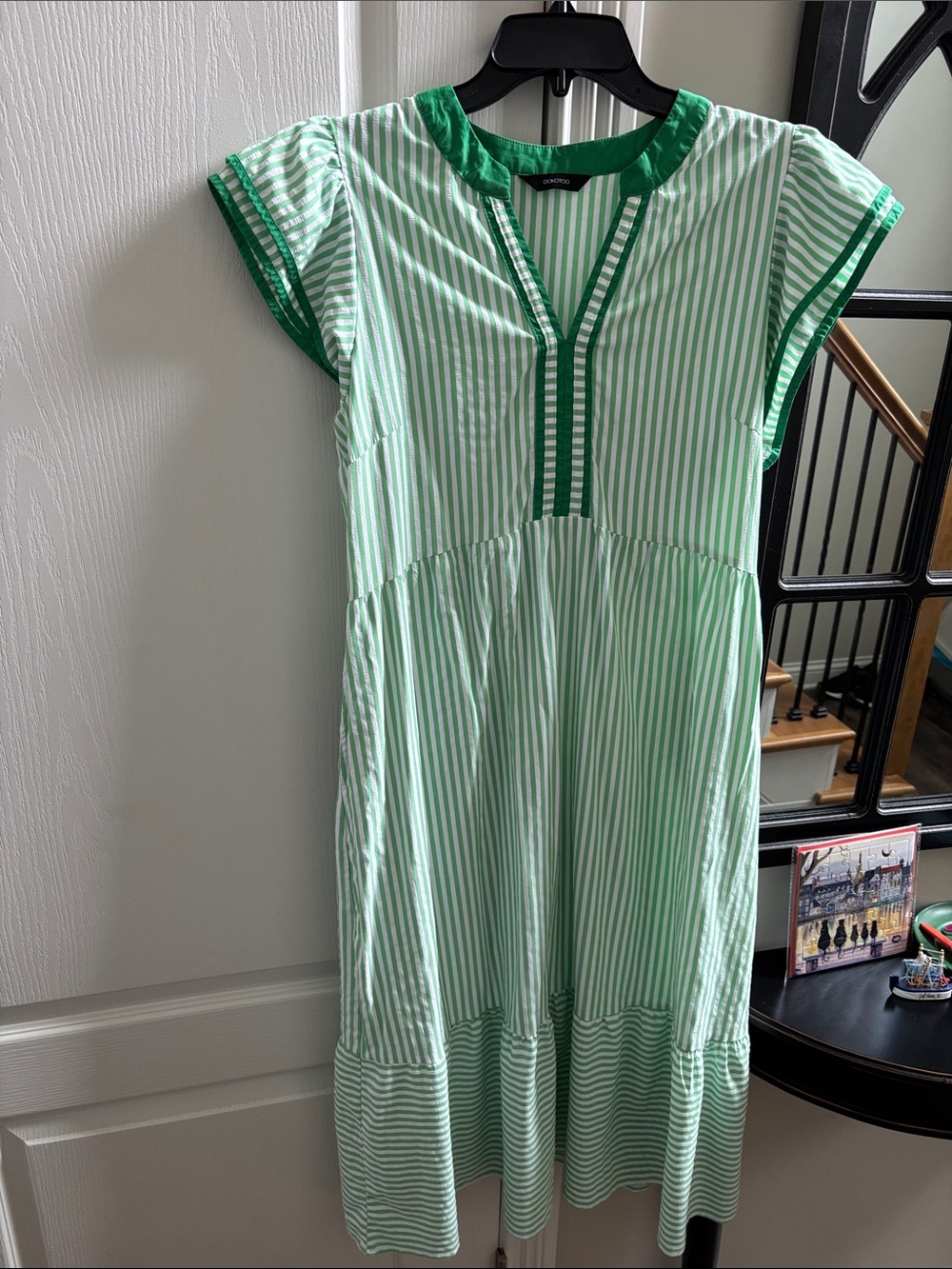 Connie Green and White Striped Maxi Dress